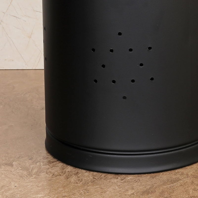 FORTUNE Stainless Steel Round Shape Trash Can Garbage Bin Trash Storage Waste Dustbin For Home Bathroom Kitchen Office Room Black 12 X 9 Inch - Image 4