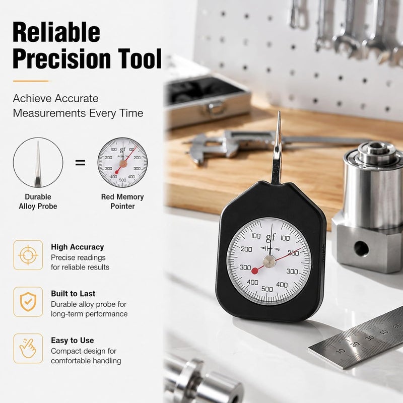 Dual Pointer Dial Tension, Pull Pressure Tester - 500-2 - High Precision Measurement, Durable Alloy Probe, Easy to Use for Mechanical and Electronic Pressure Testi - Image 3