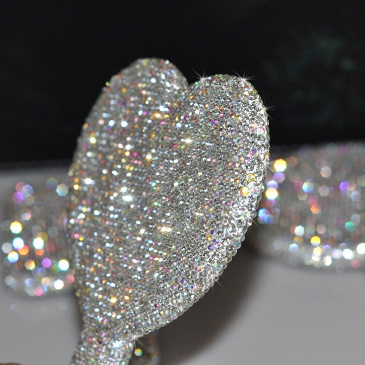 Creative Diamond-Encrusted Portable Handle Mirror Love Square Makeup Mirror Beauty Mirror Full Diamond Princess Mirror Makeup Mirror - Image 4