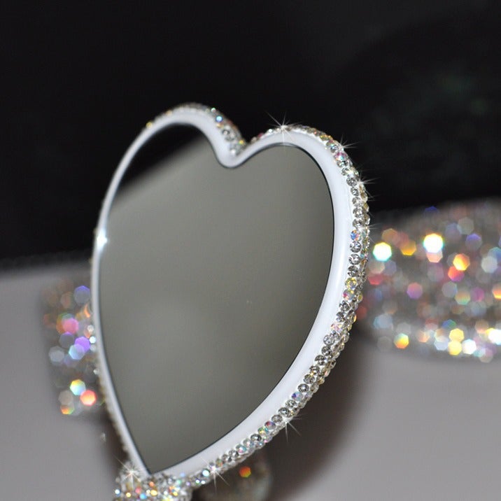Creative Diamond-Encrusted Portable Handle Mirror Love Square Makeup Mirror Beauty Mirror Full Diamond Princess Mirror Makeup Mirror - Image 5