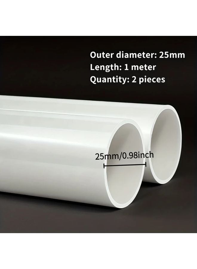 25mm 39 37 Inch 2pcs Heavy Duty PVC Water Supply Pipe White Buried Irrigation - Image 5