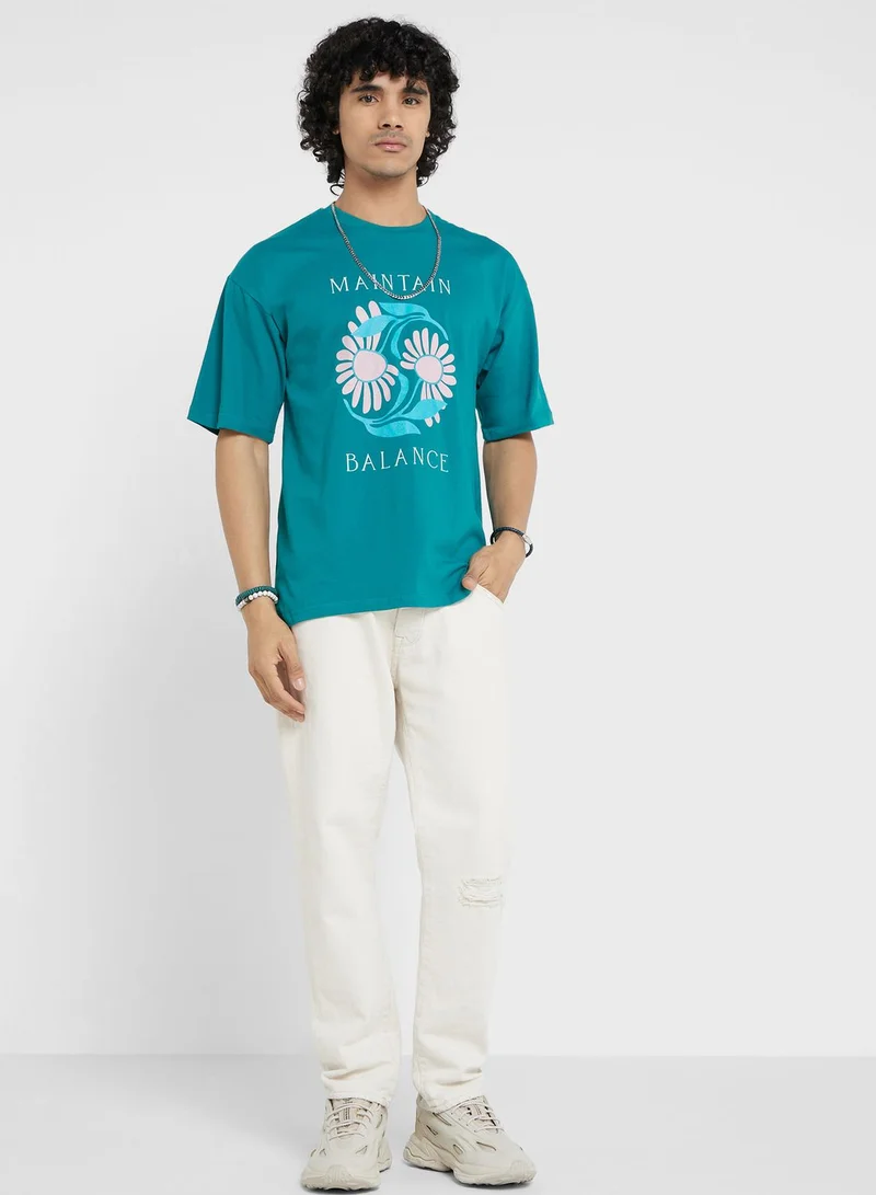 سفنتي فايف Contrast Printed T Shirt