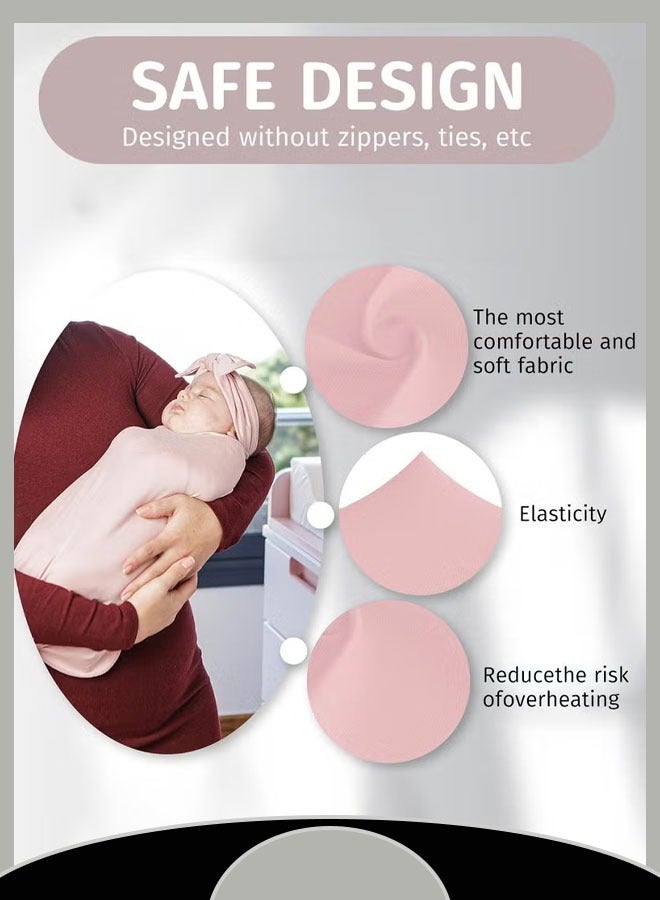 Three-Piece Baby Swaddle Set Newborn Polyester-Cotton Solid Color Hat And Bath Towel Wheat Ear Pattern Blanket Safe Fabric Supports Machine Washing（Pink）  - Image 3