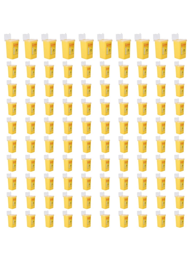 100 قطعة/ 1 كرتونة حاوية الأدوات الحادة، سعة 1 لتر، أصفر (BM-022) - Image 1