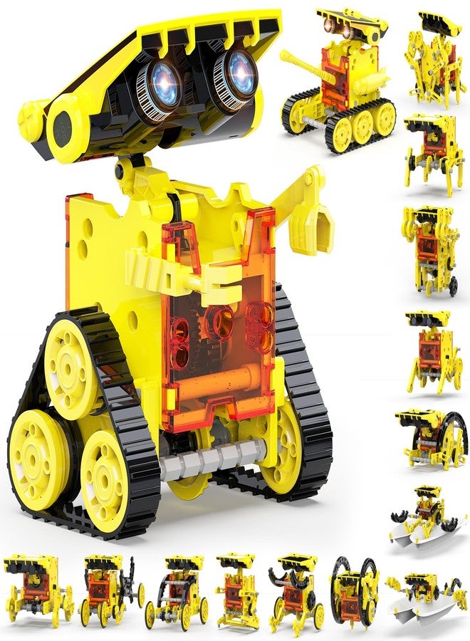 Wesfuner 30-in-1 STEM Solar Robot Kit Toys, 243 Pieces Educational Building Science Experiment Kit for Kids Aged 8-12, Birthday Gifts Kids Aged 8 9 10 11 12 13 Years Old(Yellow) - Image 1