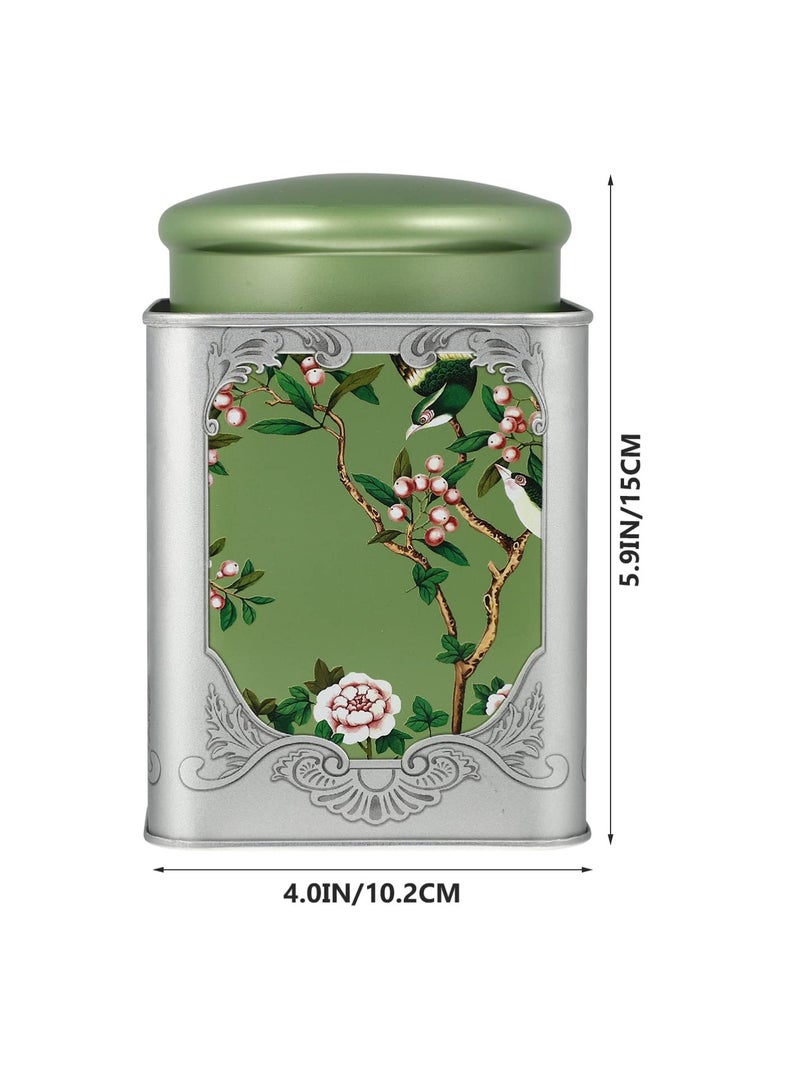 Excefore Metal Container Tea Canister, 2 Pack Tea Tin Canister with Airtight Double Lids, Chinese Style Tea Caddy for Dry Food Coffee Sugar Storage Tea Containers, for Storage Tea Bags Coffee Sugar - Image 2