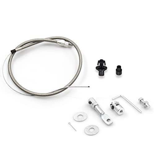 LVOUP 5657 Stainless Adjustable Steel Braided Throttle Cable Kit. 36" in cable 24" Sleeve - Image 1