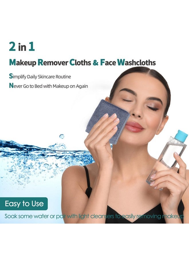 JEFFSUN Wash Cloths 12 Pack, Reusable Makeup Remover Towel, Super Soft and Gentle Face Towel for Sensitive Skin, 10x10 inch Small Face Washcloths, Easy to Clean Lint Free Slate Blue Facial Cleansing Cloths - Image 2