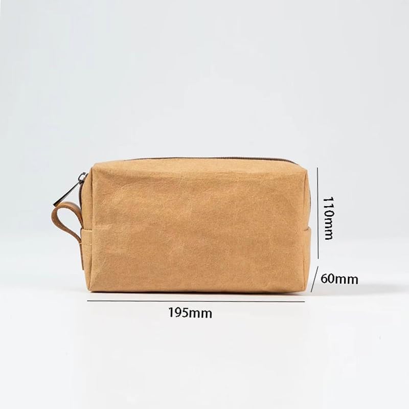 Water Washed Kraft Paper Makeup Bag, Portable Portable Portable Storage Bag(white-Patch five-pointed star4,90 * 135mm) - Image 2