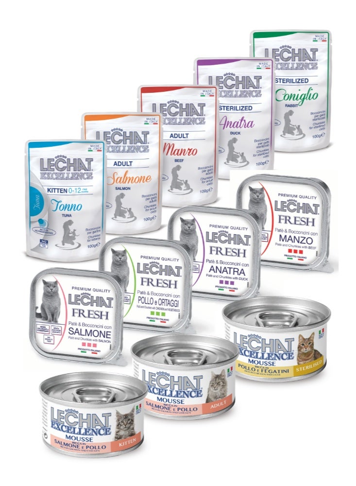 Monge Excellence Cat Food Starter Variety Box – Mixed Wet Food Selection - Image 1