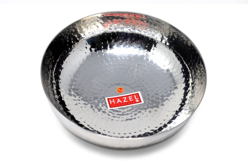 Hazel Stainless Steel Hammered Kadai Tasra 27 cm 3.45 L Round Bottom Steel Kadai Without Handle - Image 2