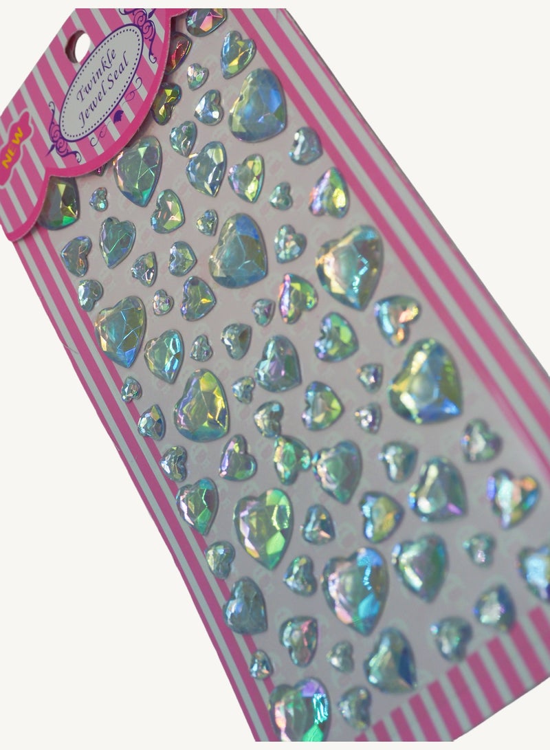 Transparent heart-shaped crystal diamond stickers 3D three-dimensional stickers children's DIY decoration self-adhesive jewelry stickers nail art diamond stickers - Image 2