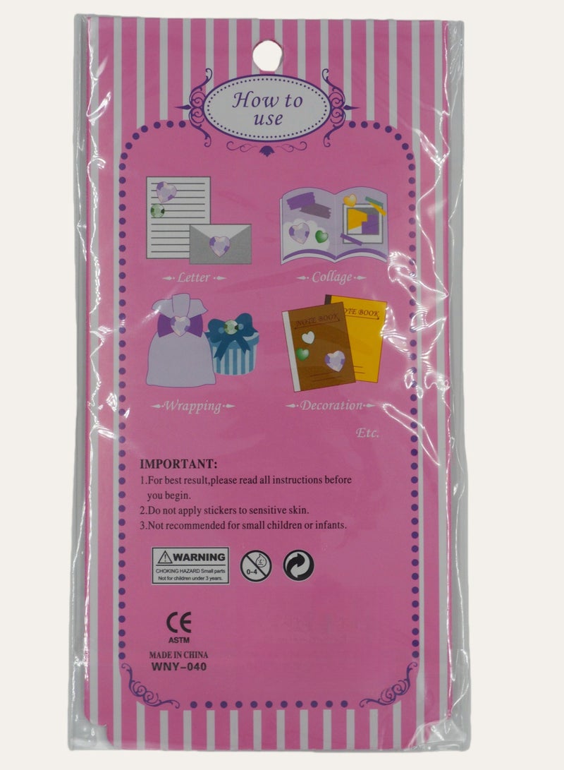 Transparent heart-shaped crystal diamond stickers 3D three-dimensional stickers children's DIY decoration self-adhesive jewelry stickers nail art diamond stickers - Image 3