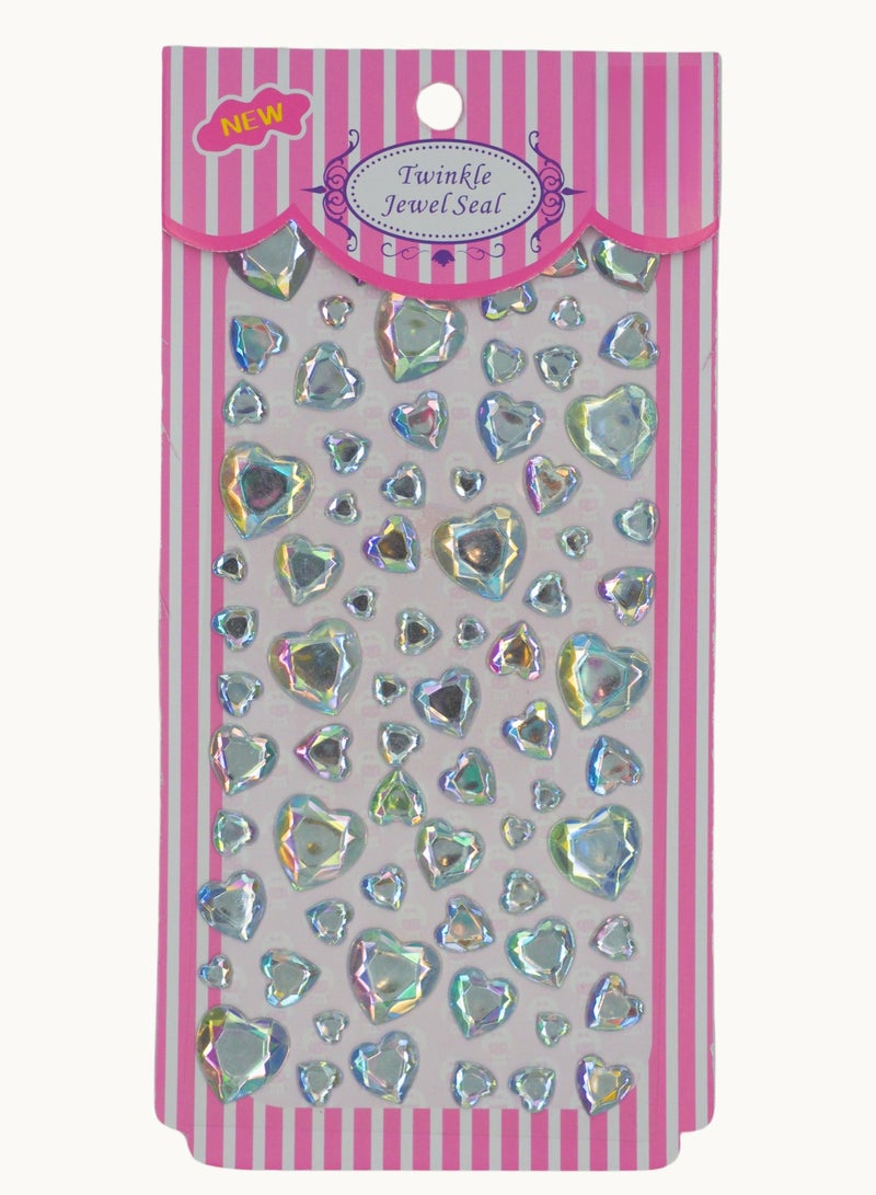 Transparent heart-shaped crystal diamond stickers 3D three-dimensional stickers children's DIY decoration self-adhesive jewelry stickers nail art diamond stickers - Image 1