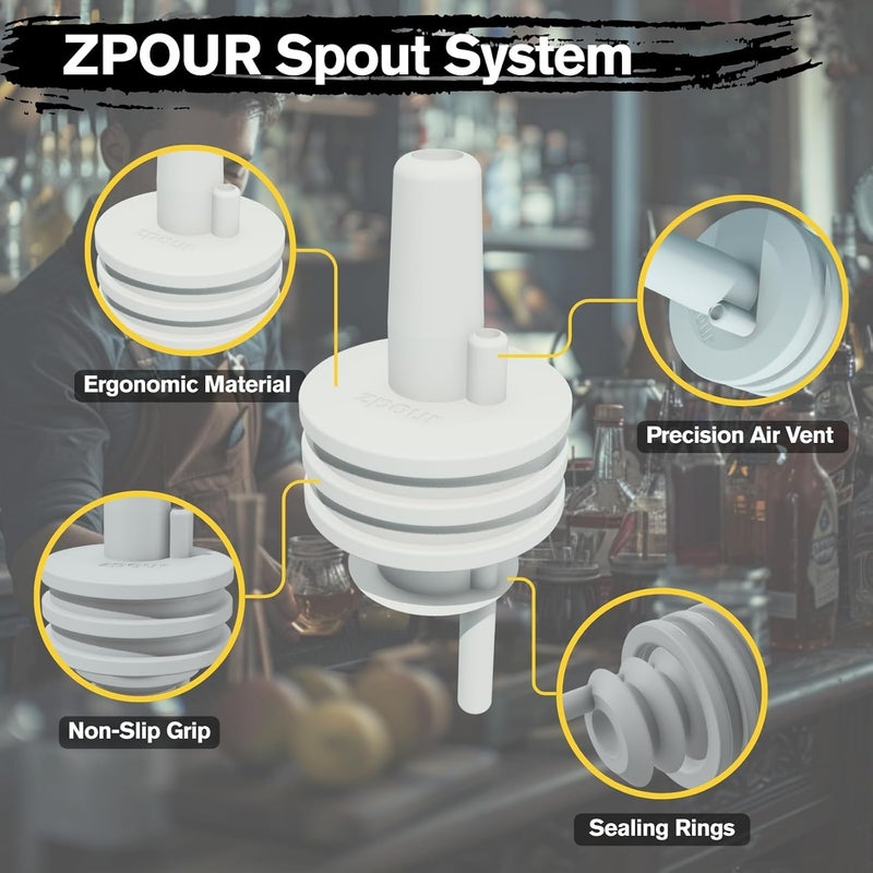 zPour Clear White Premium Quality Liquor Pour Spout Transparent Silicone Top For Bartenders Bars Home Kitchen Alcohol Oil Syrup Dispenser Leak proof Reusable Cap Easy Clean Professional Bottle Pourer - Image 3