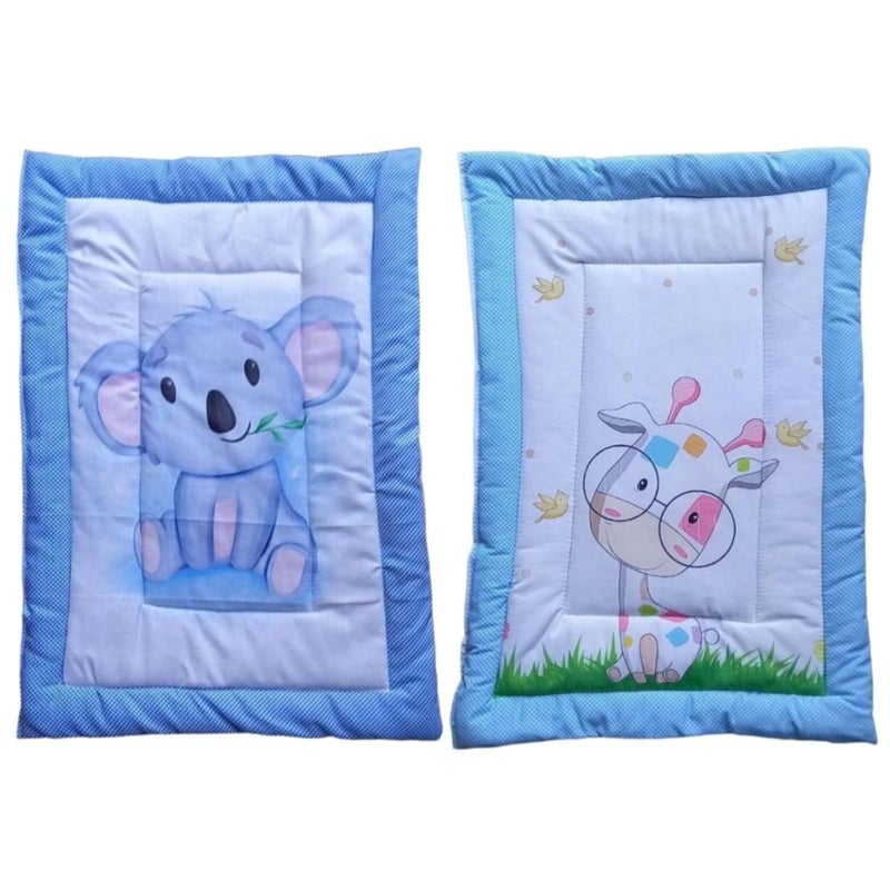 SmallBerry™ Combo Newborn Baby Pom Pom Cotton Baby Bed | Godari | Cradle Bed | Crib Sheet | Changing Mat Baby Godadi | Godari | Bedding Set | Mattress_Pack of 2 Piece_Panda & Girraffe - Image 1