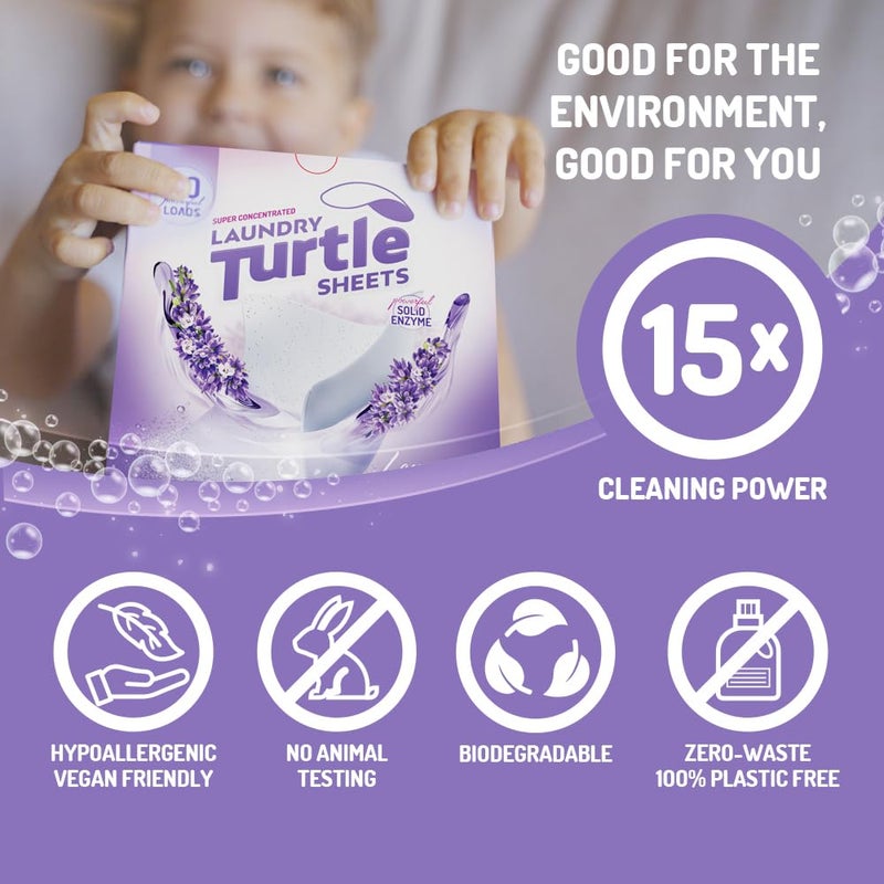 Laundry Turtle Detergent Sheets, Laundry Detergent Sheets, Travel Laundry Detergent, Laundry Sheets Detergent, Non Toxic Laundry - All Natural Ingredients up to 100 Washing Machine Loads - Image 2