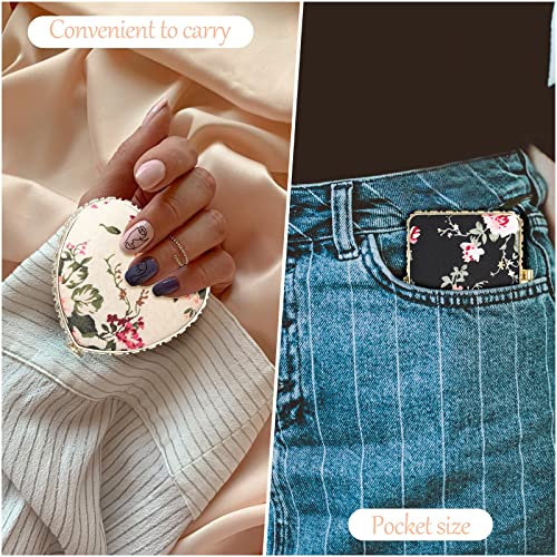 Blulu 16 Pcs Compact Mirrors for Purse Bulk Small Flower Pocket Mirror Vintage Portable Floral Folding Tea Party Favors Return Gifts for Women Christmas Birthday Wedding Makeup Travel(Gold Edge) - Image 5