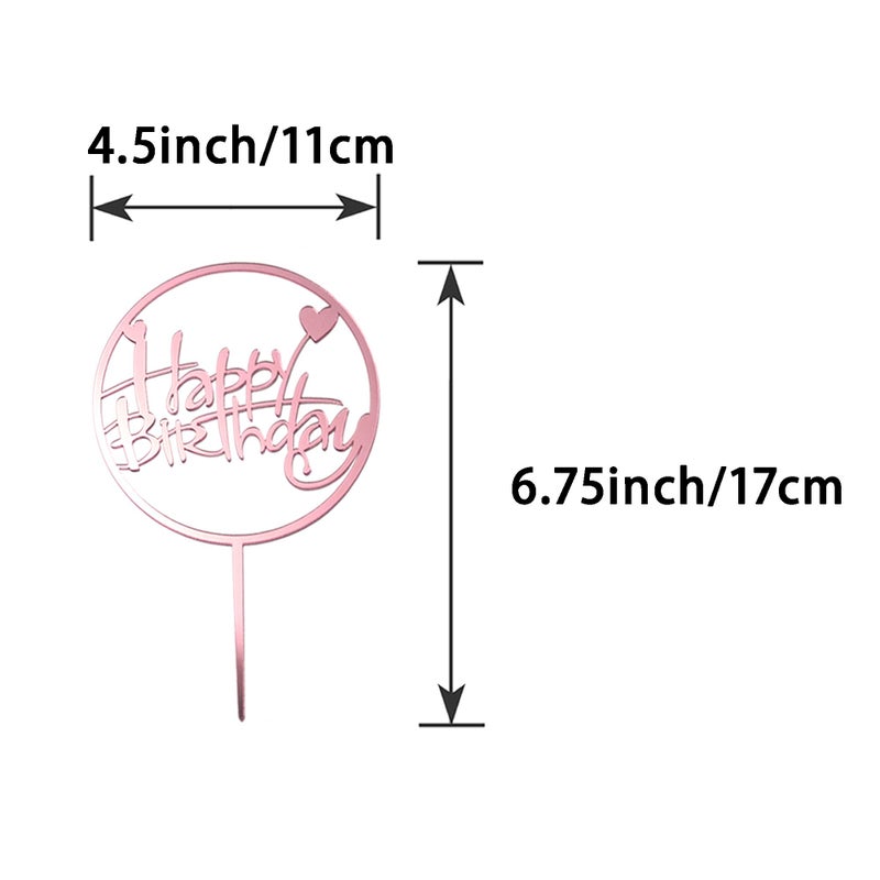 LetsCake 6-Pack Rose Gold Birthday Cake Topper Set, Double-Sided Glitter, Acrylic Happy Birthday Sign Cake Toppers/Cupcake Toppers, Party Decorations Supplies for Girls and Mom. - Image 5