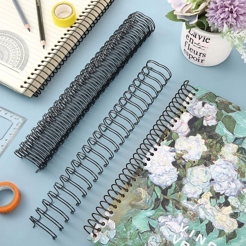 Zonon 6 Pieces Binding Wire Twin Loop Spines Double Loop Binding Wire 1 Inch Cinch Diameter 23 Holes for Teacher Student Document Notebook Making(Black) - Image 3