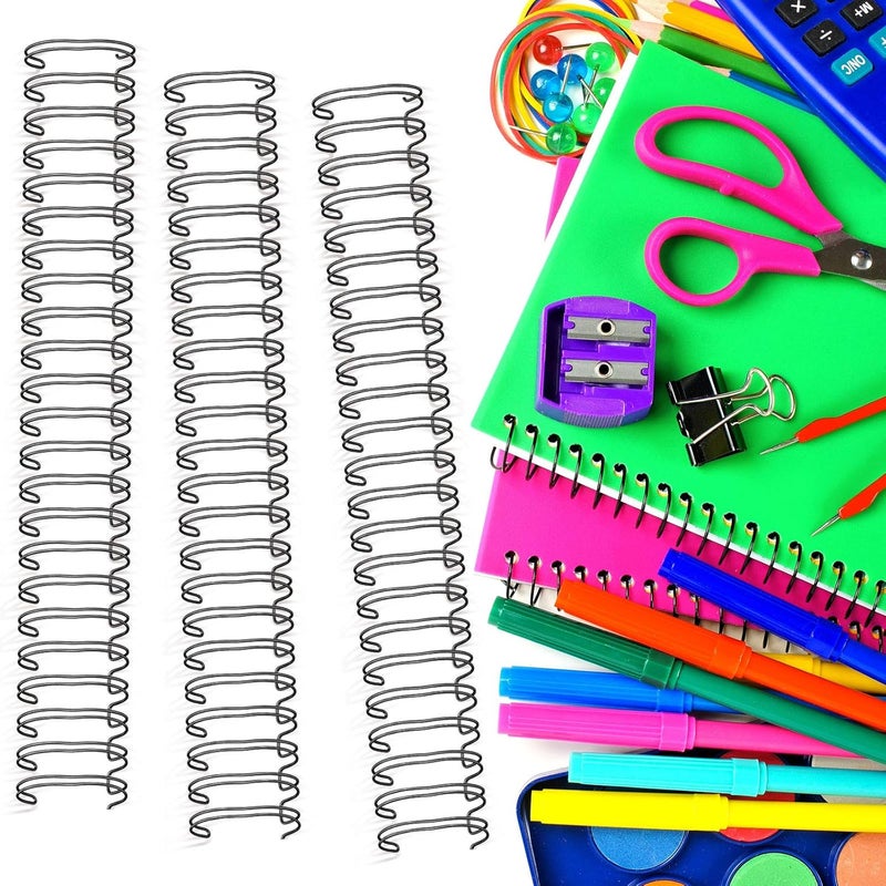 Zonon 6 Pieces Binding Wire Twin Loop Spines Double Loop Binding Wire 1 Inch Cinch Diameter 23 Holes for Teacher Student Document Notebook Making(Black) - Image 5
