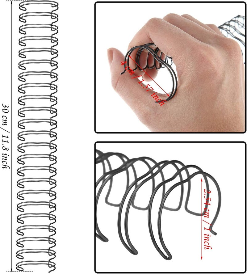 Zonon 6 Pieces Binding Wire Twin Loop Spines Double Loop Binding Wire 1 Inch Cinch Diameter 23 Holes for Teacher Student Document Notebook Making(Black) - Image 2