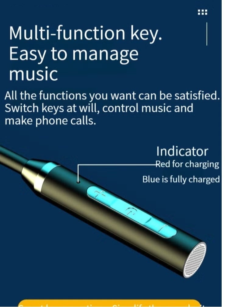 Wireless bluetooth headset sports binaural in-ear neck hanging neck headset super long standby battery life blue - Image 2