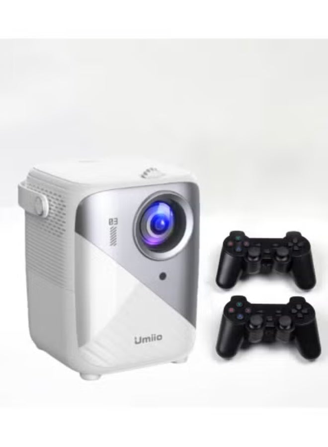 Q3 Pro Smart Projector with 4K Resolution, WiFi & Bluetooth Connectivity – Portable Home Theater Projector Featuring Dual Wireless Game Controllers, Keystone Correction Technology, and Large 50" to 150" Screen Projection for Gaming, Movies & Entertainment