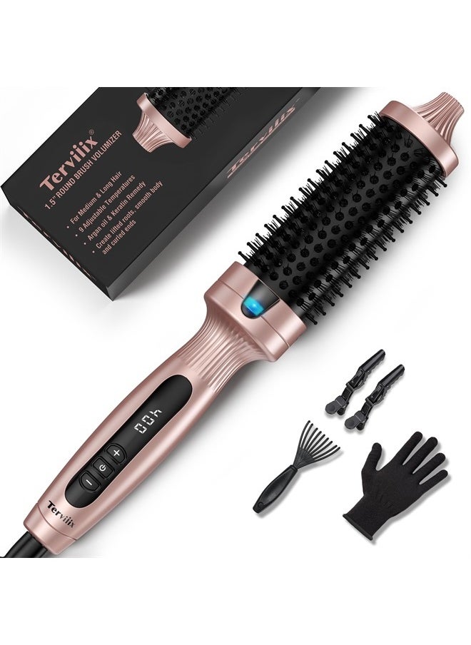 Terviiix 1.5 Inch Thermal Brush Create Blowout Look, Get Loose & Volume Layer Hair, Ceramic Tourmaline Ionic Hot Brush Heated Curling Brush, Digital Display 9 Temperatures Curling Iron, Dual Voltage  - Image 1