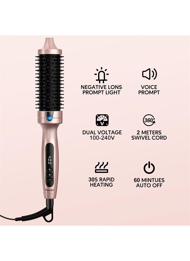 Terviiix - 1.5 Inch Thermal Brush Create Blowout Look, Get Loose & Volume Layer Hair, Ceramic Tourmaline Ionic Hot Brush Heated Curling Brush, Digital Display 9 Temperatures Curling Iron, Dual Voltage - Image 1