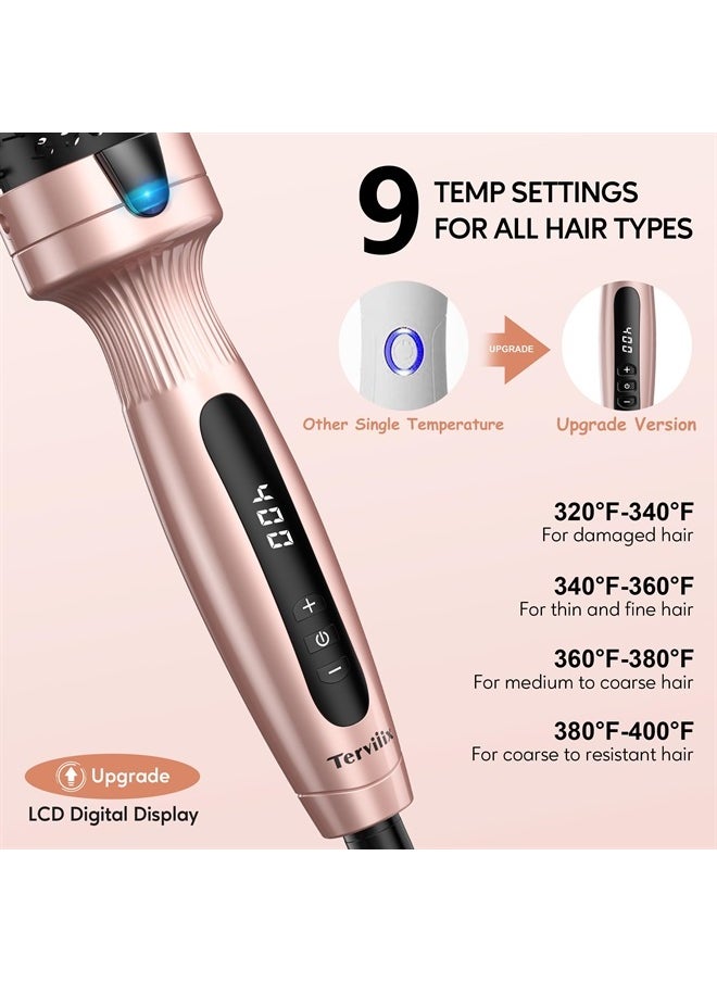 Terviiix 1.5 Inch Thermal Brush Create Blowout Look, Get Loose & Volume Layer Hair, Ceramic Tourmaline Ionic Hot Brush Heated Curling Brush, Digital Display 9 Temperatures Curling Iron, Dual Voltage  - Image 3