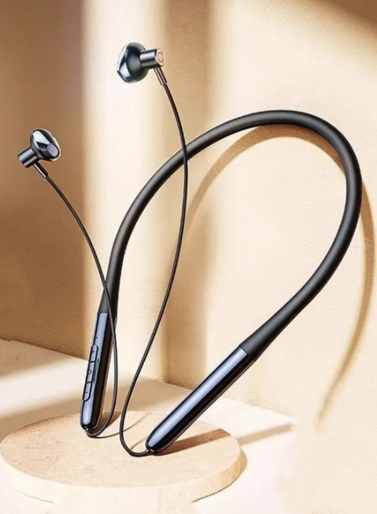 Bluetooth Earphones For Sports Neck Hanging Running, Wireless Noise Reduction, Long Battery Life, Neck Hanging Style, Black - Image 1