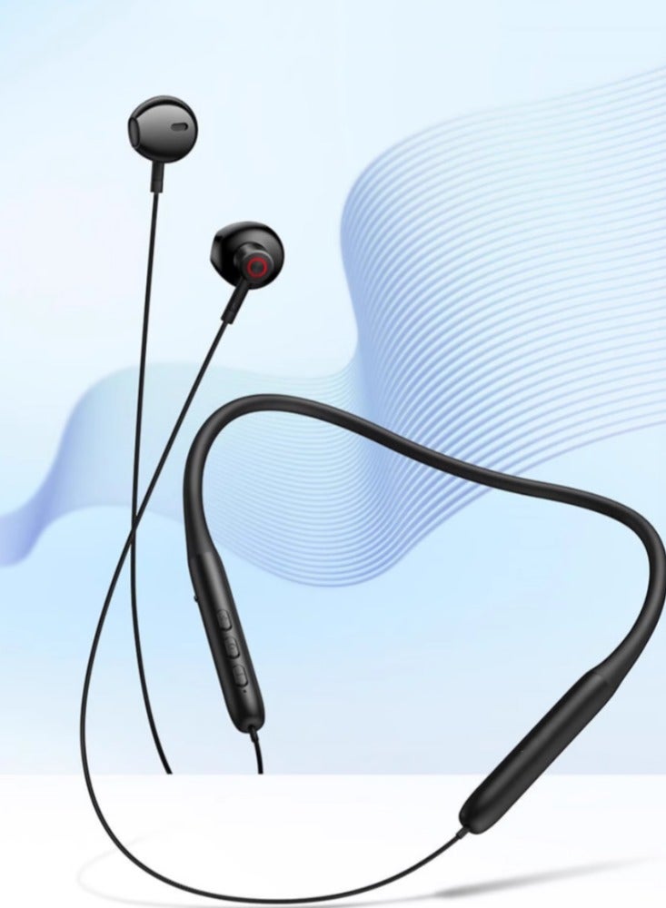 Bluetooth Earphones For Sports Neck Hanging Running, Wireless Noise Reduction, Long Battery Life, Neck Hanging Style, Black - Image 2
