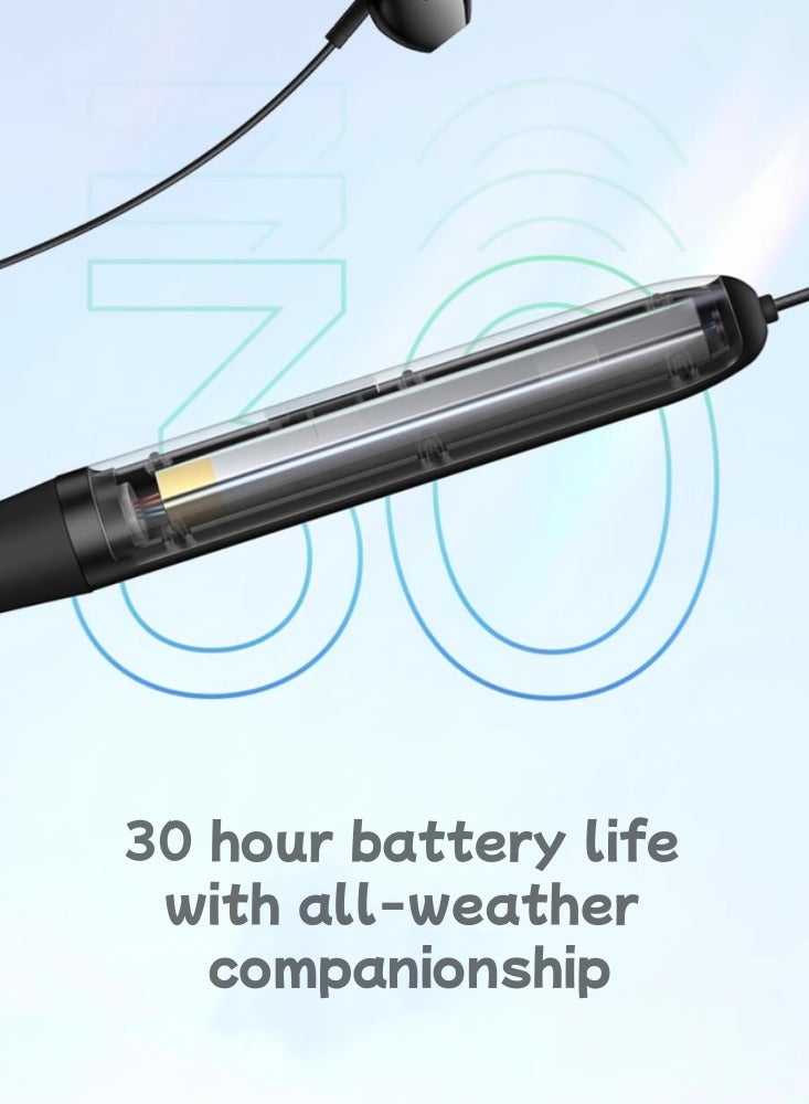 Bluetooth Earphones For Sports Neck Hanging Running, Wireless Noise Reduction, Long Battery Life, Neck Hanging Style, Black - Image 4