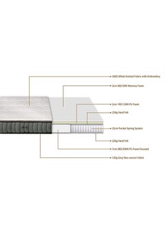 DANUBE HOME Natural Memory Foam With Pocket Spring Mattress Medium Firm Feel King Mattress Spine Balance For Pressure Relief 26 cm Thickness White Size L200xW180Cm  - Image 2