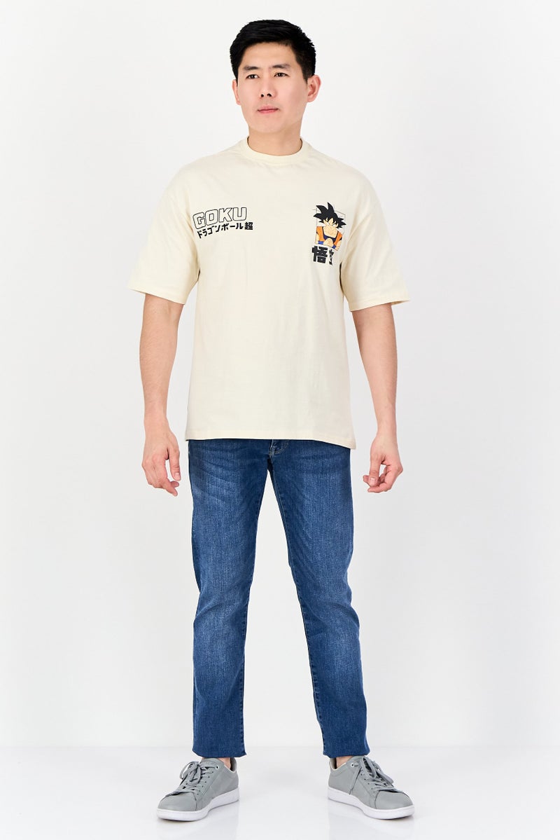 Dragon Ball Z Men Crew Neck Short Sleeve Graphic Print T-Shirt, Beige - Image 4