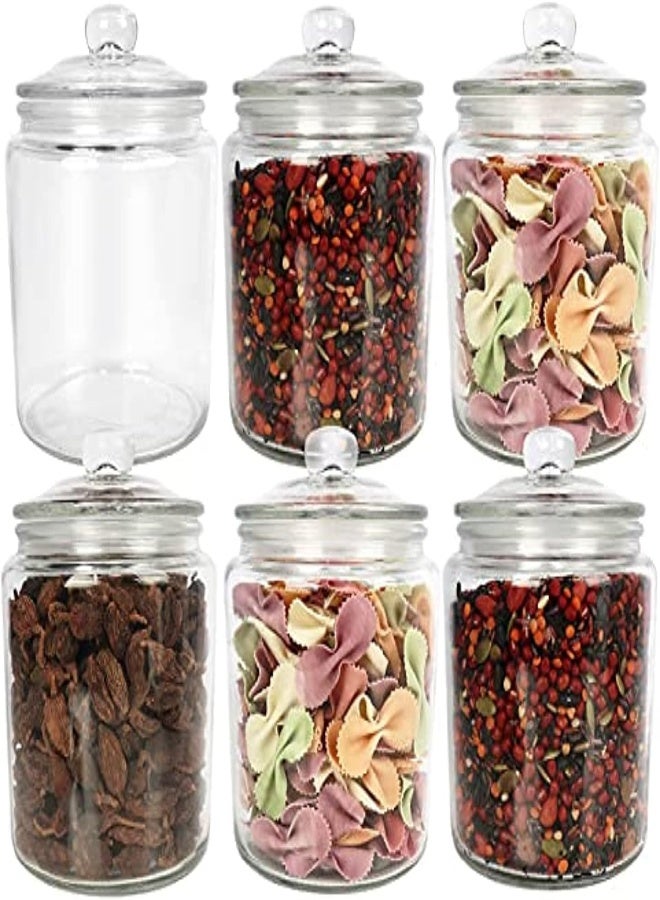 AKDC Starside 34 Oz Glass Jars With Airtight Lid For Household,Set Of 6 Pack,1 Liter Glass Food Jars And Organization Canisters For Storage Pasta, Coffee, Candy, Snacks. - Image 1