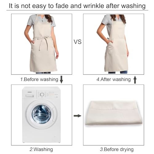 BIGHAS Adjustable Bib Apron with Long Ties for Women Men 18 Colors Chef Kitchen Cooking (Red) - Image 3