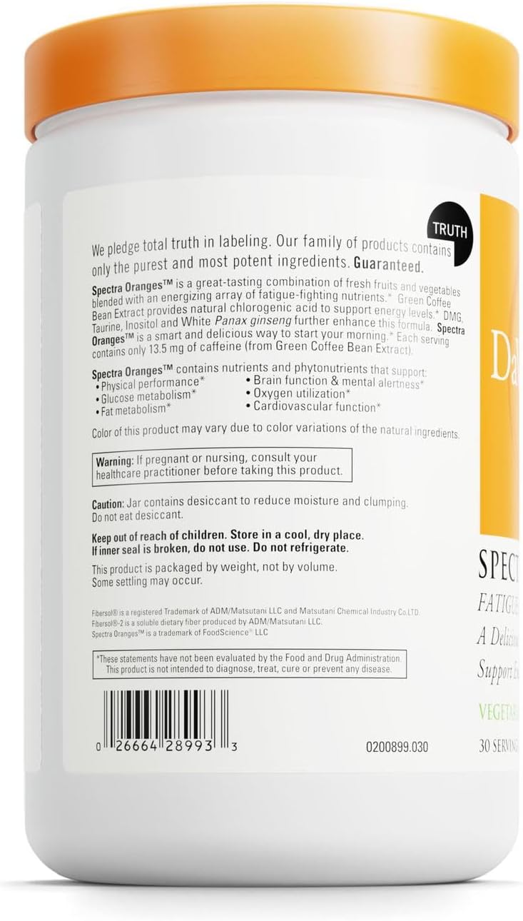 DAVINCI Labs Spectra Orange  Natural Energy Support Drink Supplement  Herbal Extracts Support Endurance Metabolism  Brain Function  Vegetable  Fruit Powder Supplement  30 Servings 300 g - Image 3