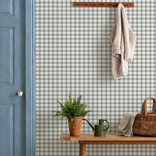 YXTII Plaid Peel and Stick Wallpaper 17.3"×78.7", Striped Removable Wall Paper Contact Paper Wallpaper for Bedroom Boho Waterproof Self Adhesive Shelf Drawer Liner - Image 1