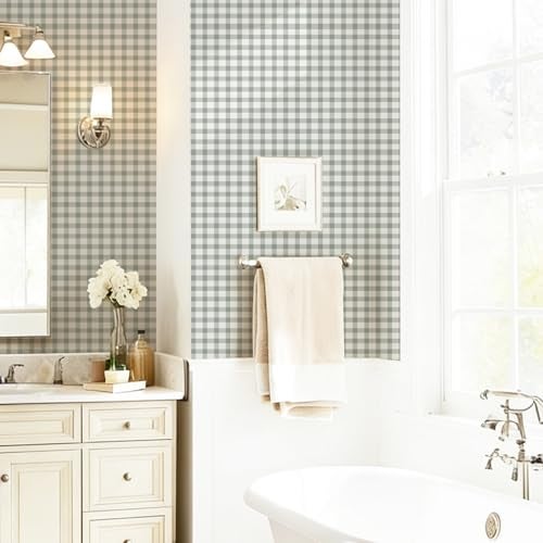 YXTII Plaid Peel and Stick Wallpaper 17.3"×78.7", Striped Removable Wall Paper Contact Paper Wallpaper for Bedroom Boho Waterproof Self Adhesive Shelf Drawer Liner - Image 3
