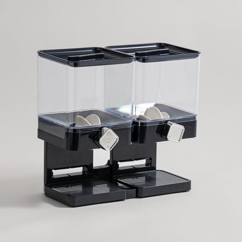 Alberto plastic double cereal dispenser square, black 3700ml - Image 1