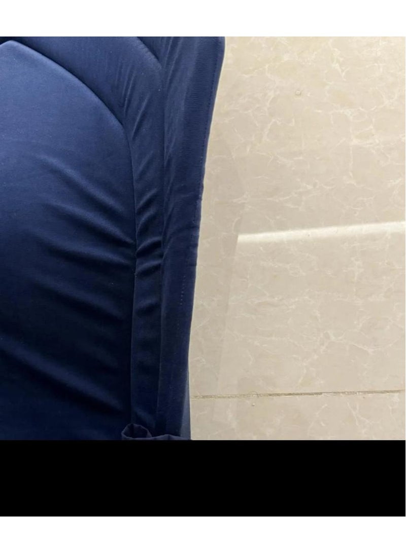 Velvet prayer set, padded prayer rug with plain pleated prayer sheet - navy blue - Image 3