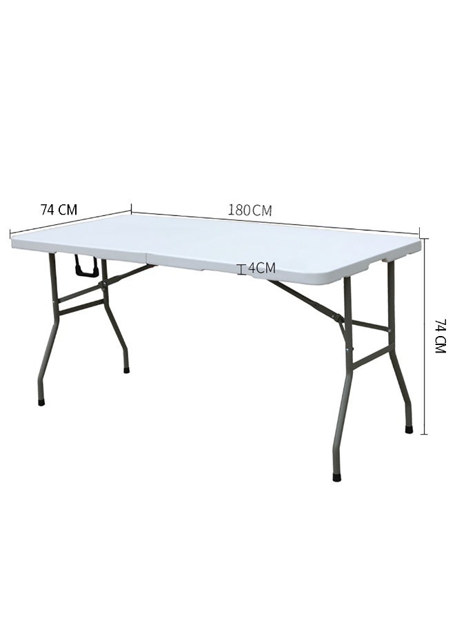 Heavy Duty Folding Table, Portable Steel Frame Centerfold Plastic Long Table with Handle for Indoor Outdoor Dining BBQ Camping Picnic, Z180B - Image 2