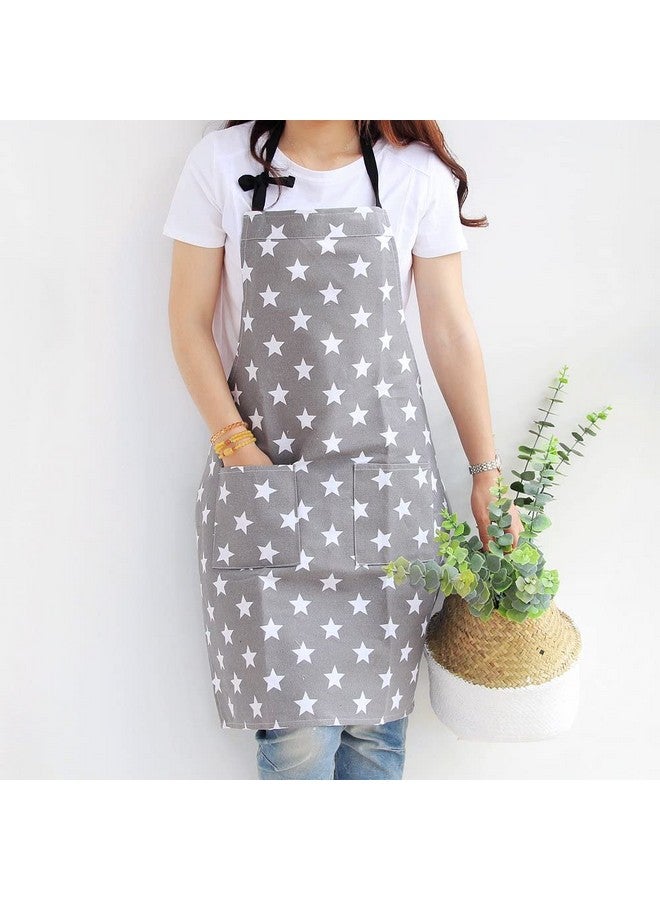 SAMI STUDIOS 100% Cotton Adjustable Bib Cooking Kitchen Aprons Sparkling Stars With Large Pockets, BBQ Drawing Dishwashing Baking Grill Restaurant For Men & Women UNISEX Washable 70x80 Cms Grey - Image 5