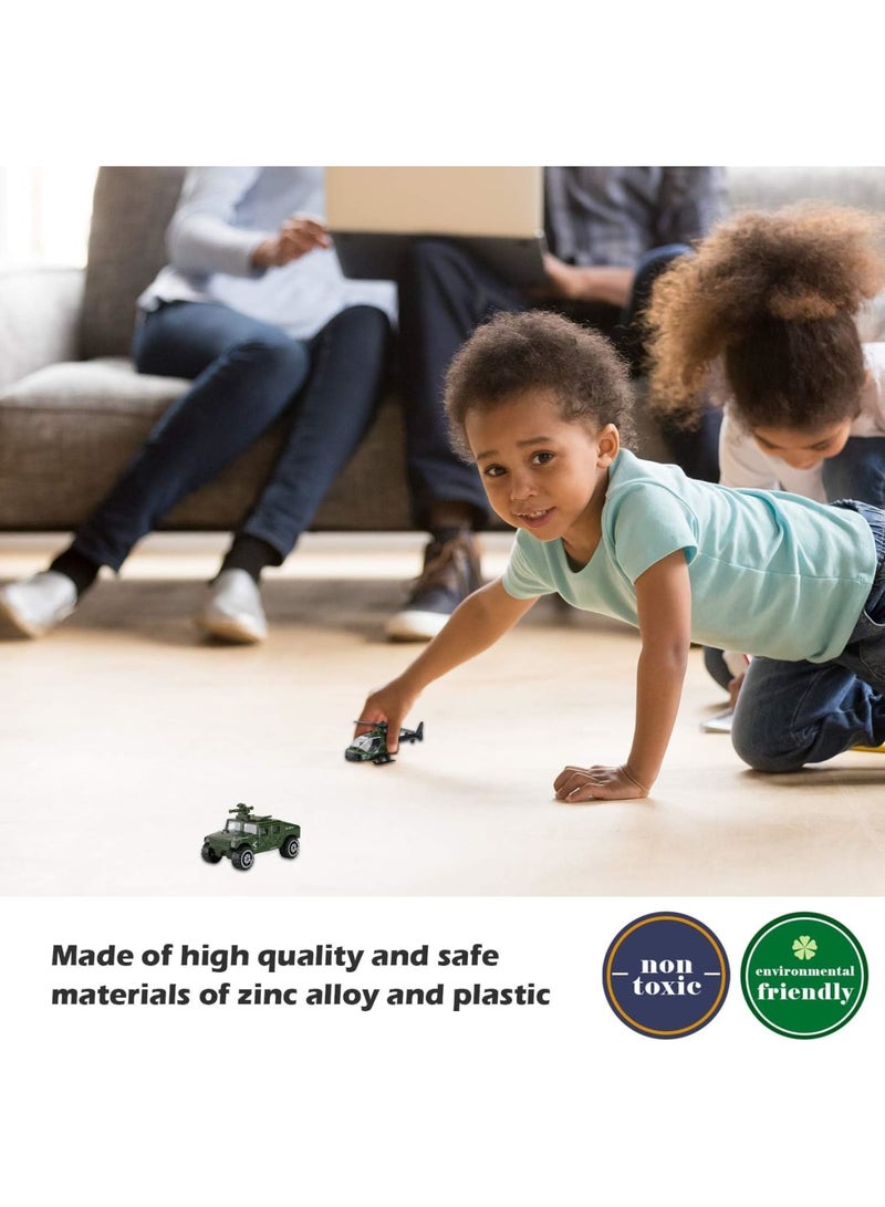 SYOSI Diecast Military Toy Vehicles, 6 Pack Alloy Metal Army Playset with Tank Panzer Attack Helicopter Anti-Air Vehicle Scout Helicopter, Realistic Model Cars for Kids Boys Toddlers Gift - Image 2