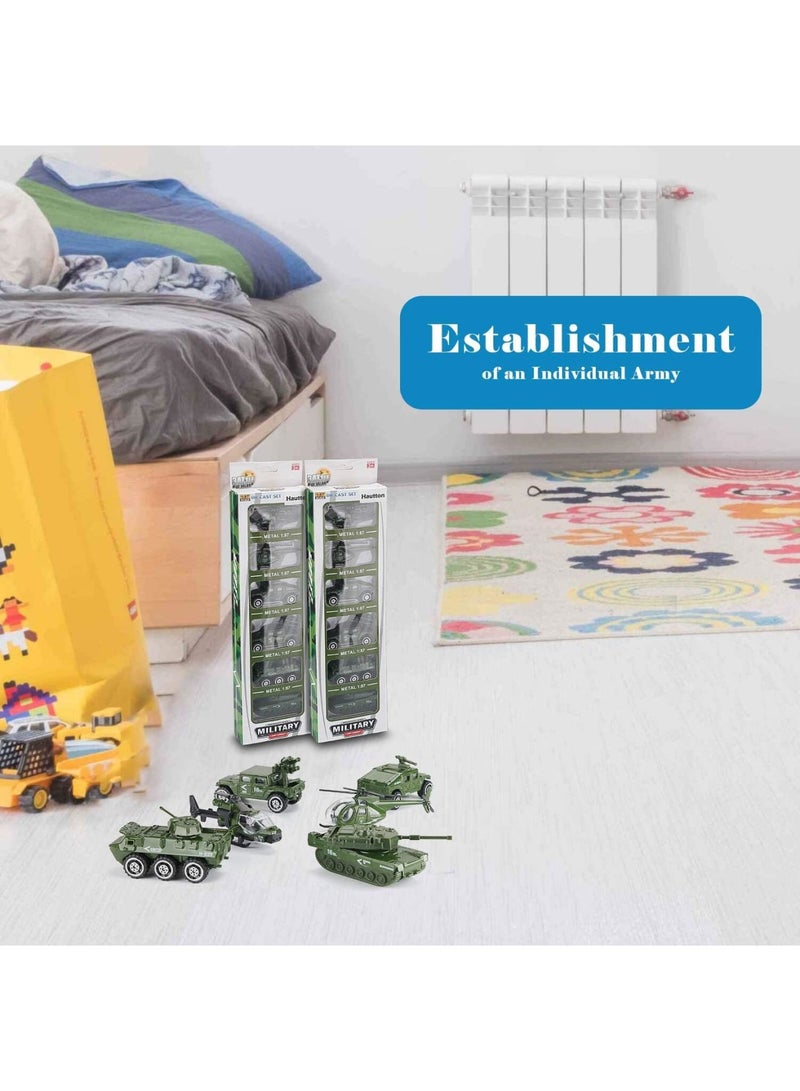 SYOSI Diecast Military Toy Vehicles, 6 Pack Alloy Metal Army Playset with Tank Panzer Attack Helicopter Anti-Air Vehicle Scout Helicopter, Realistic Model Cars for Kids Boys Toddlers Gift - Image 4