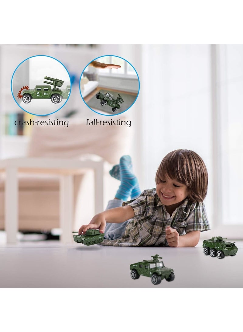SYOSI Diecast Military Toy Vehicles, 6 Pack Alloy Metal Army Playset with Tank Panzer Attack Helicopter Anti-Air Vehicle Scout Helicopter, Realistic Model Cars for Kids Boys Toddlers Gift - Image 3