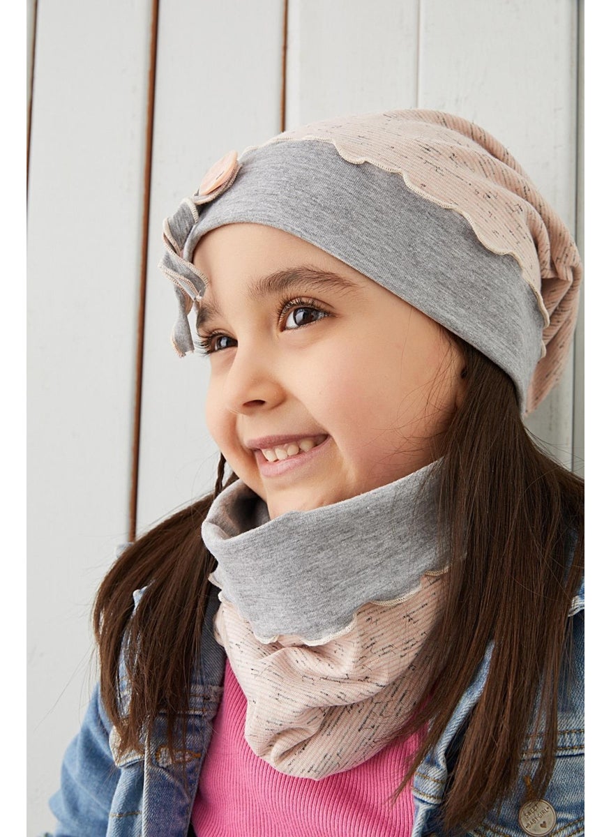 Babygiz - Gray Powder Kids Baby Beanie Neck Collar Set Soft 100% Cotton Combed Cotton Elite Series - Image 1