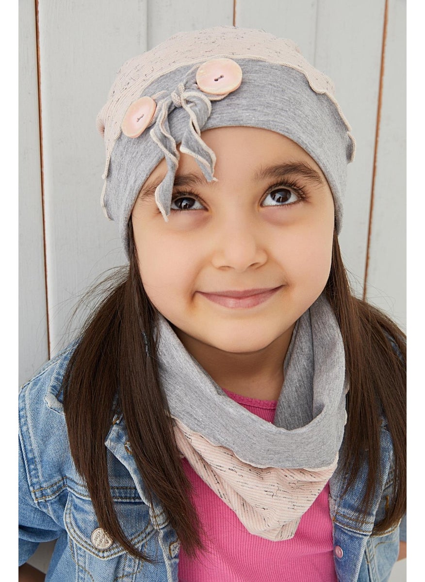 Babygiz - Gray Powder Kids Baby Beanie Neck Collar Set Soft 100% Cotton Combed Cotton Elite Series - Image 1